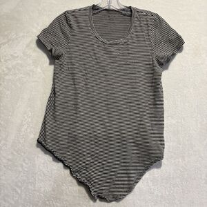 Madewell Knot-Front Tie Black White Stripe Short Sleeve Cotton Women's Tee Small